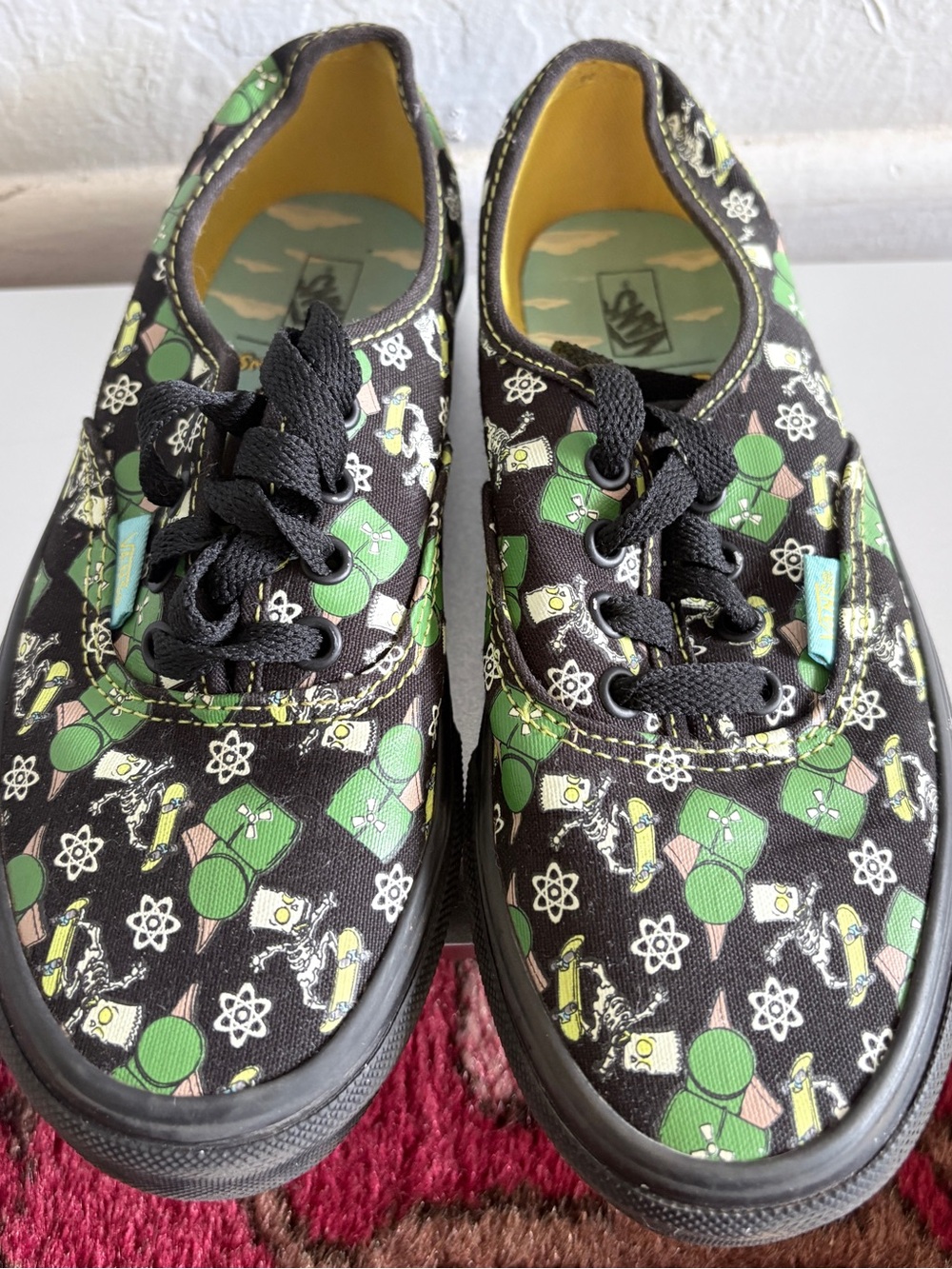 Vans Kids Black Canvas Sneakers with Green & Yellow Science Print